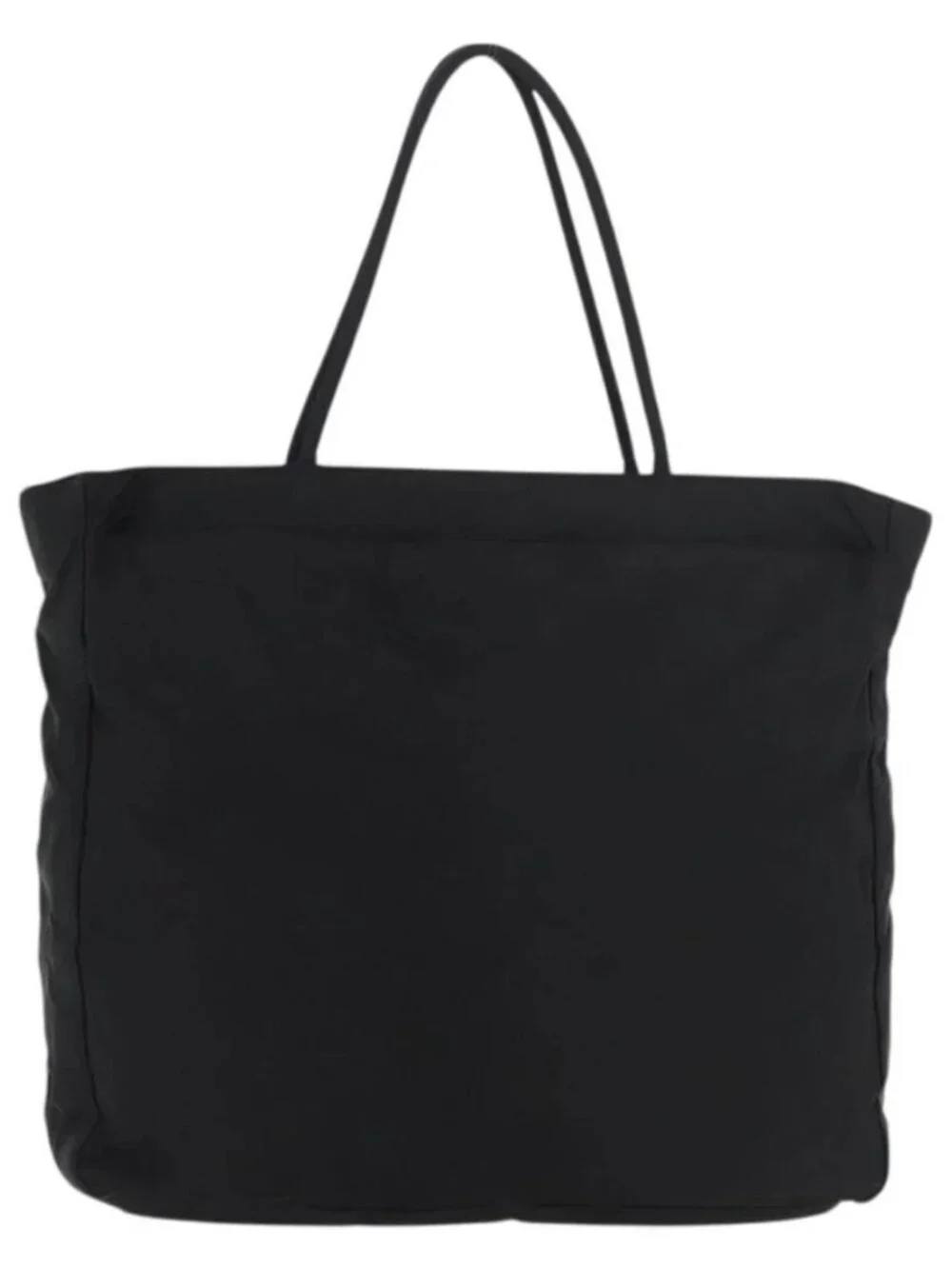 PRADA Tote Bag Nylon Black Silver Auth 176592